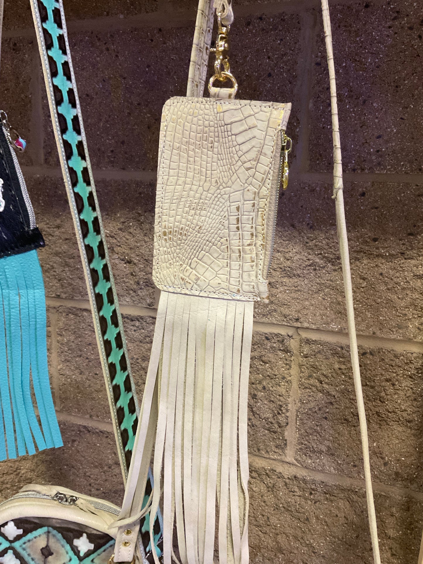 White Croc Wallet, fringe