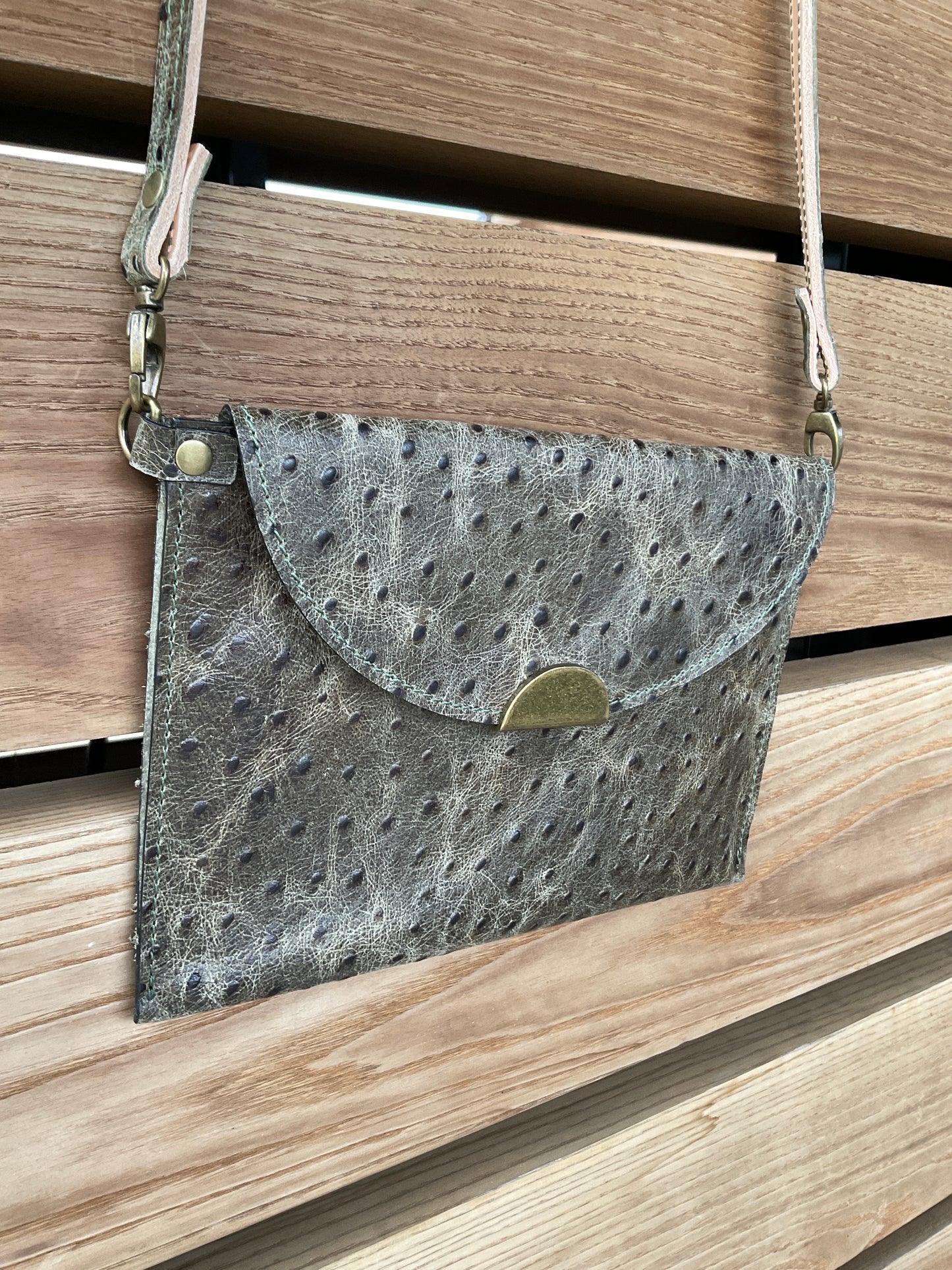 Maria, Embossed Olive Ostrich