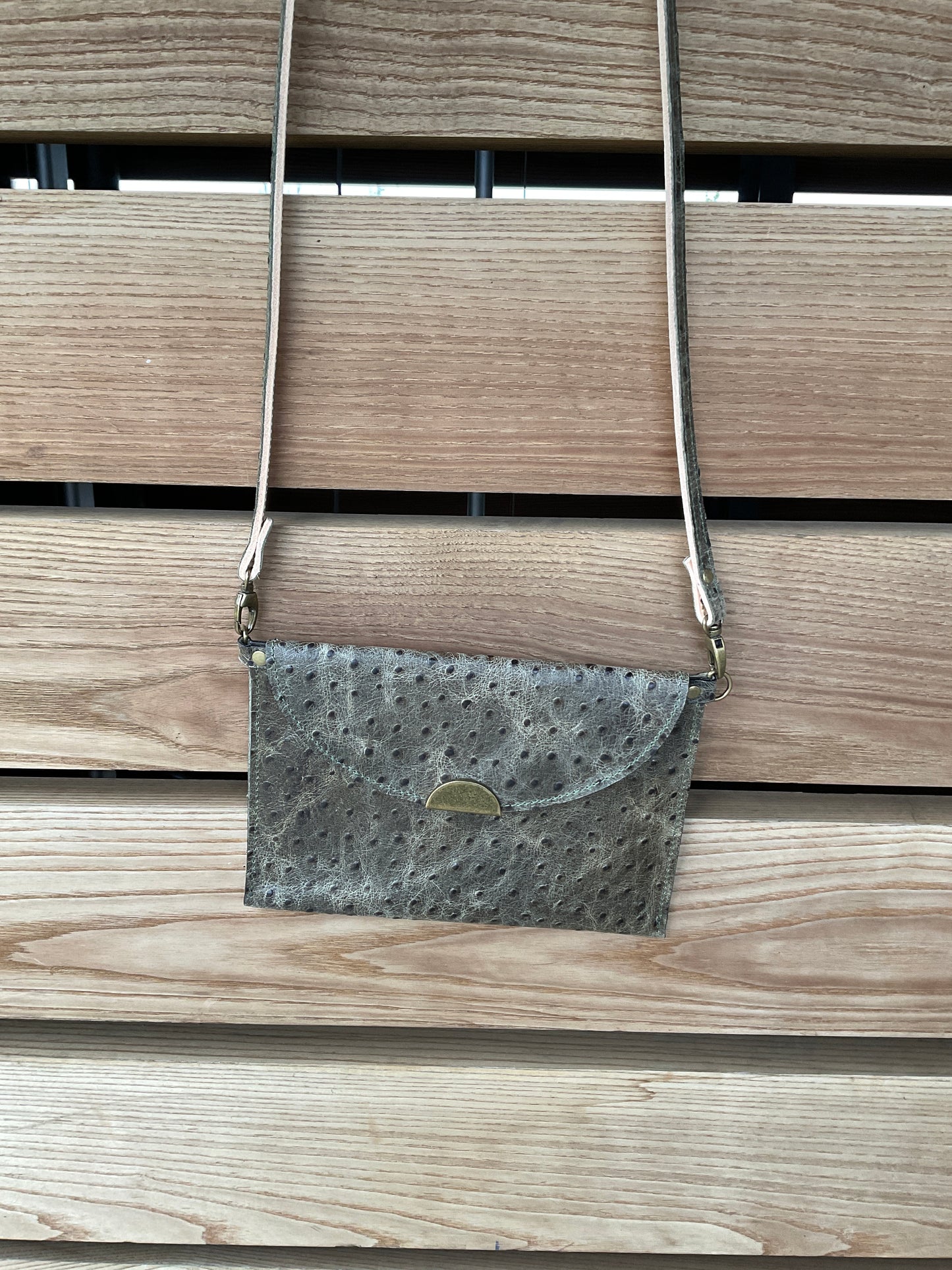 Maria, Embossed Olive Ostrich