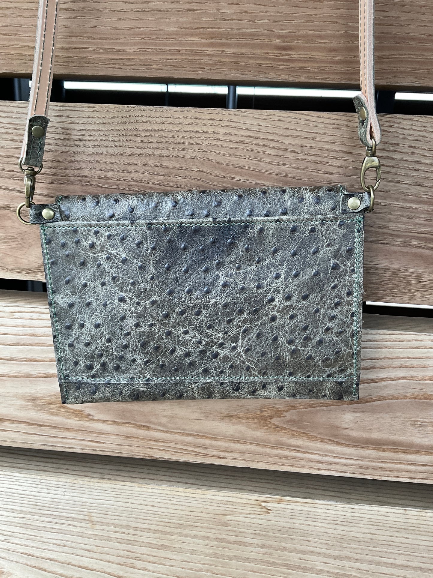 Maria, Embossed Olive Ostrich
