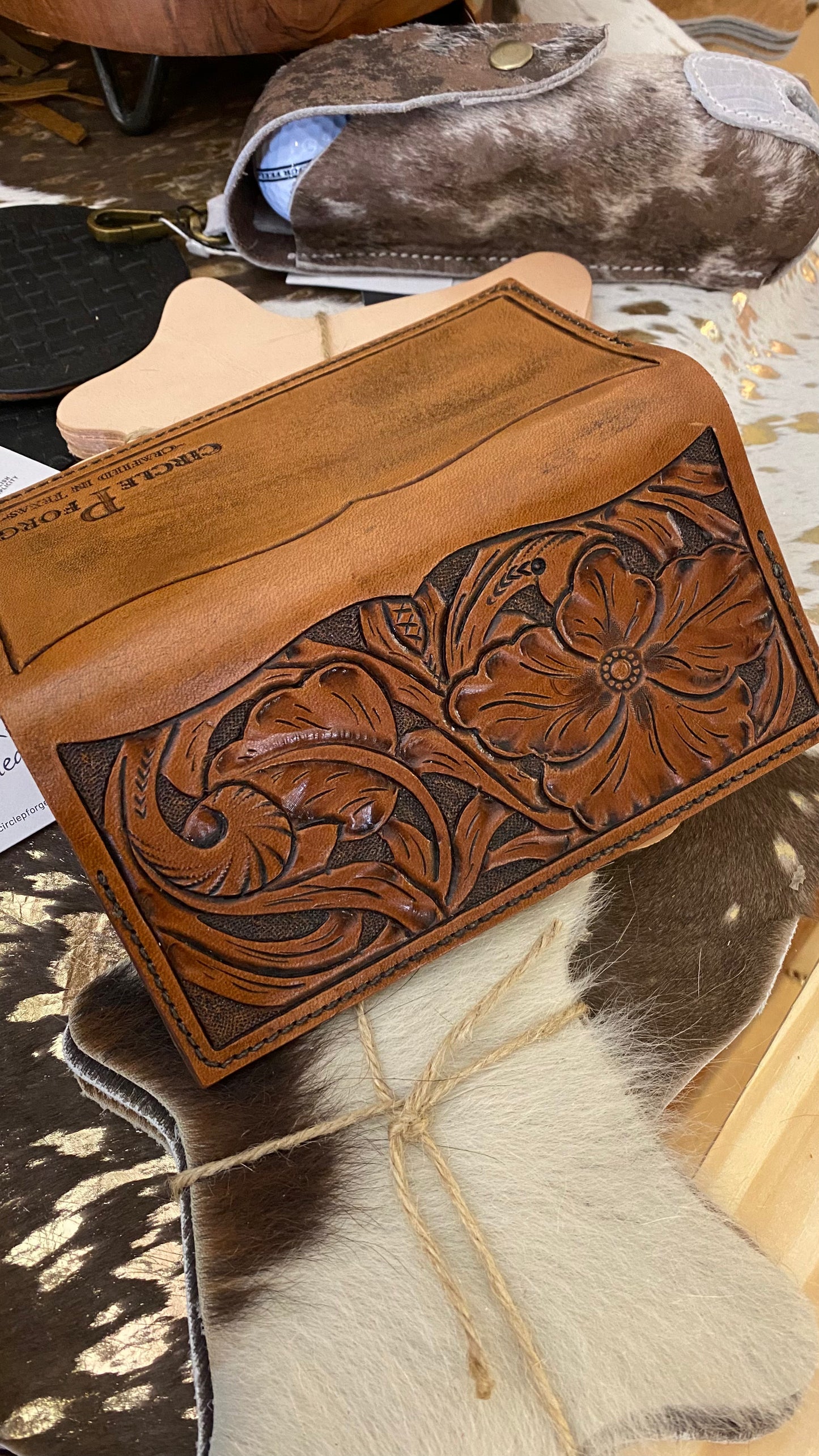 Checkbook Cover, hand-tooled