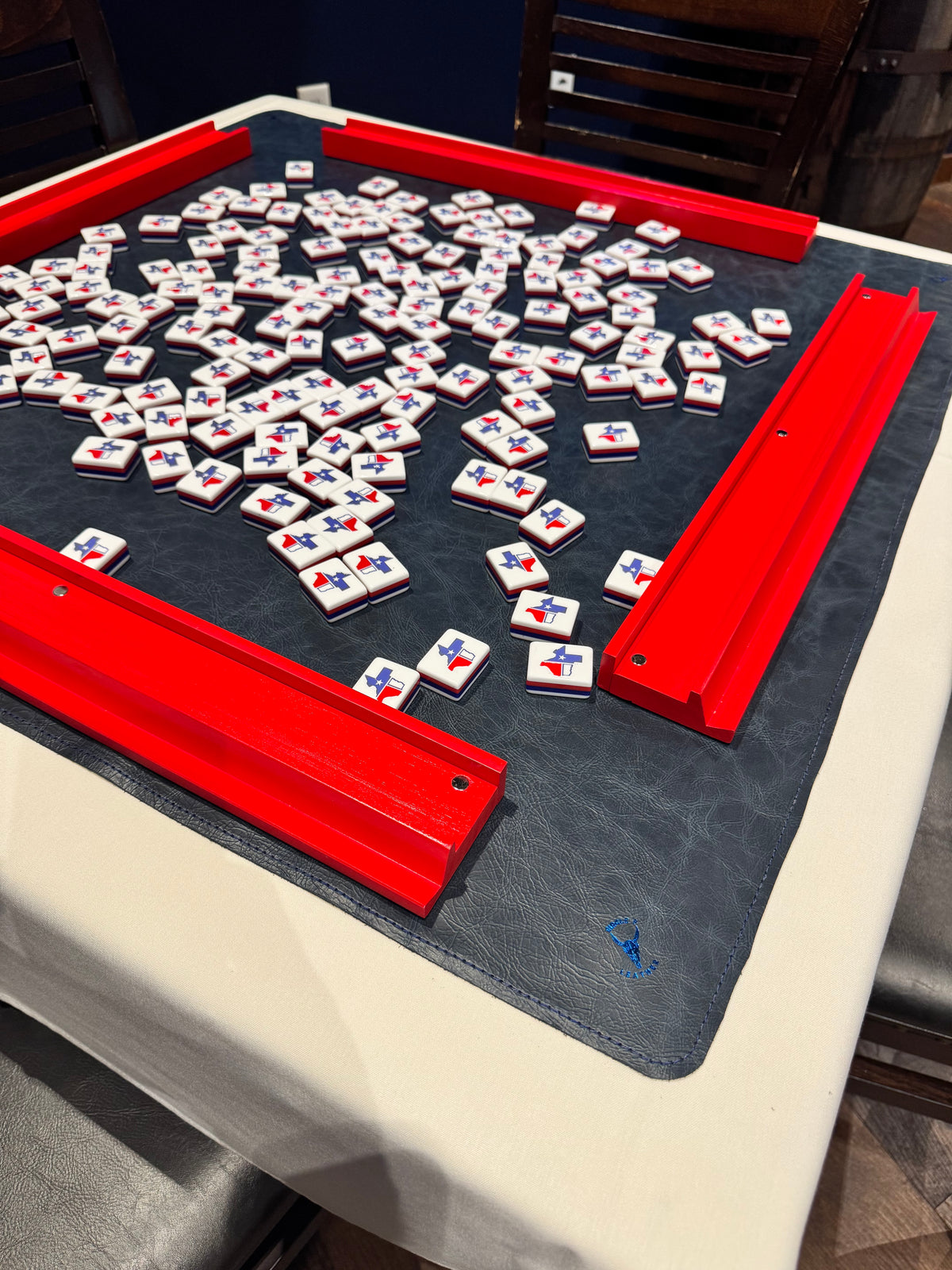 Leather Mahjong Mat - Navy Brahman
