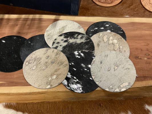 Round cowhide coasters