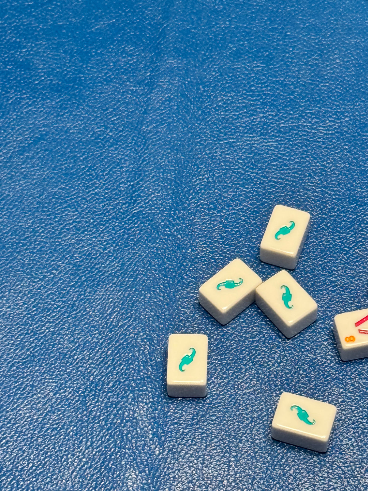 Leather Mahjong Travel Mat - Blue