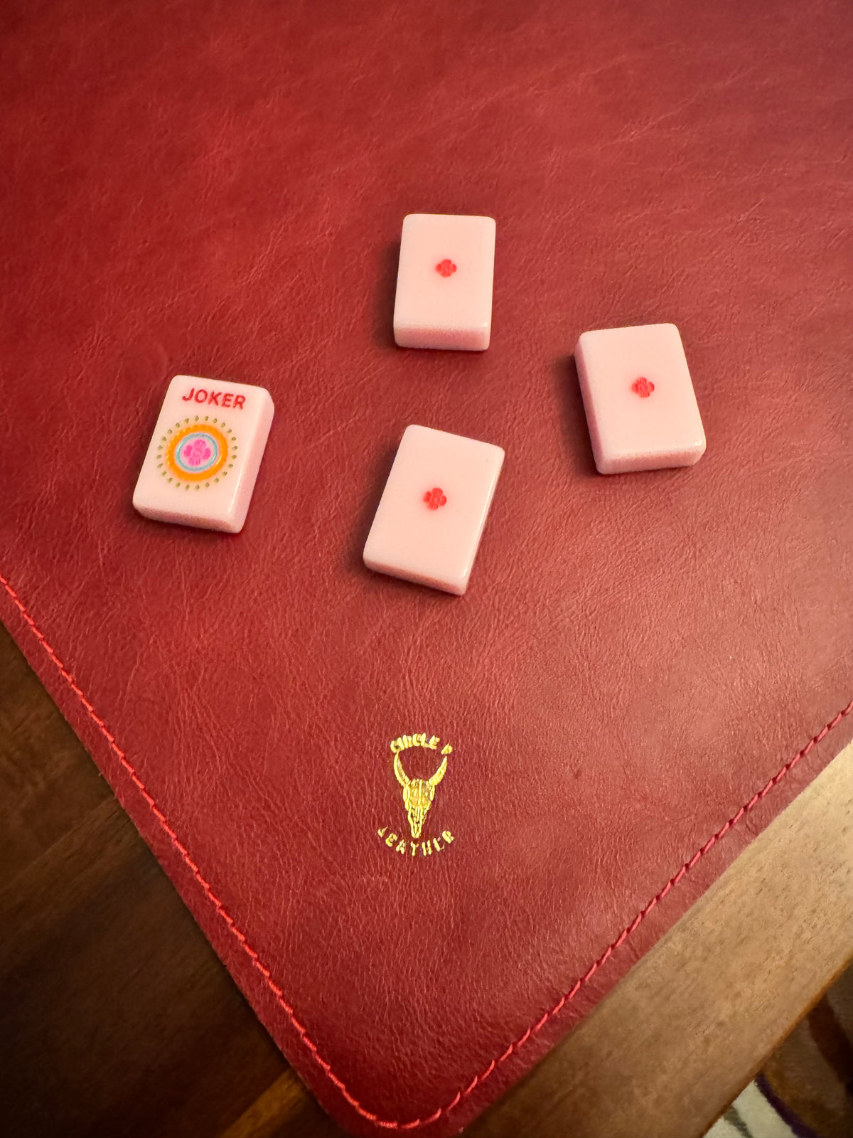 Leather Mahjong Mat - Red Brahman