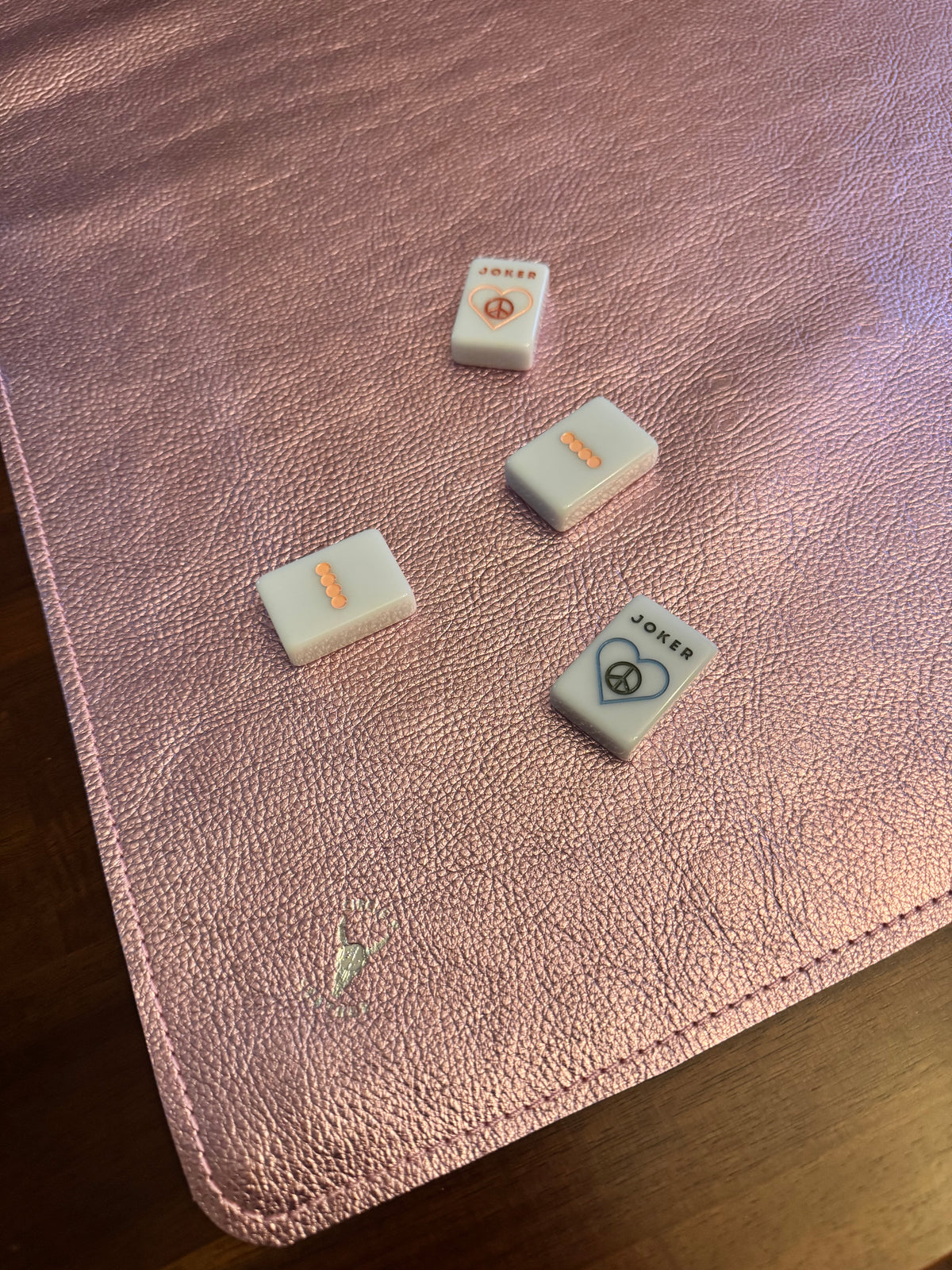 Leather Mahjong Mat - Pink Metallic