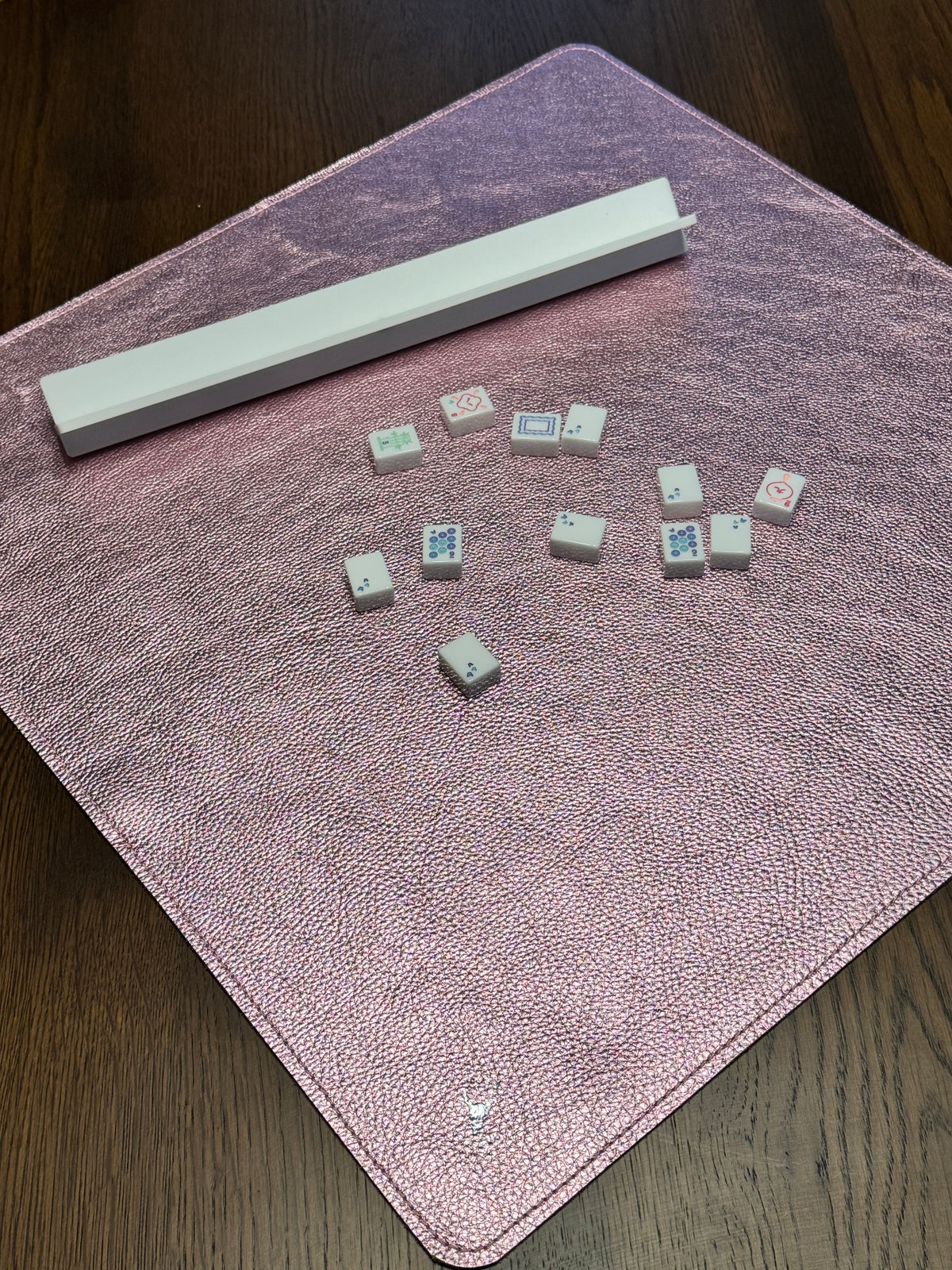 Leather Mahjong Travel Mat - Metallic Pink