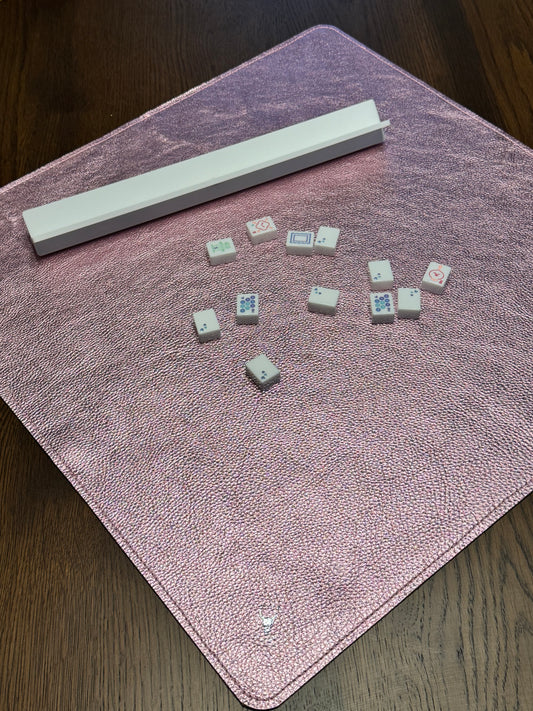 Leather Mahjong Travel Mat - Metallic Pink