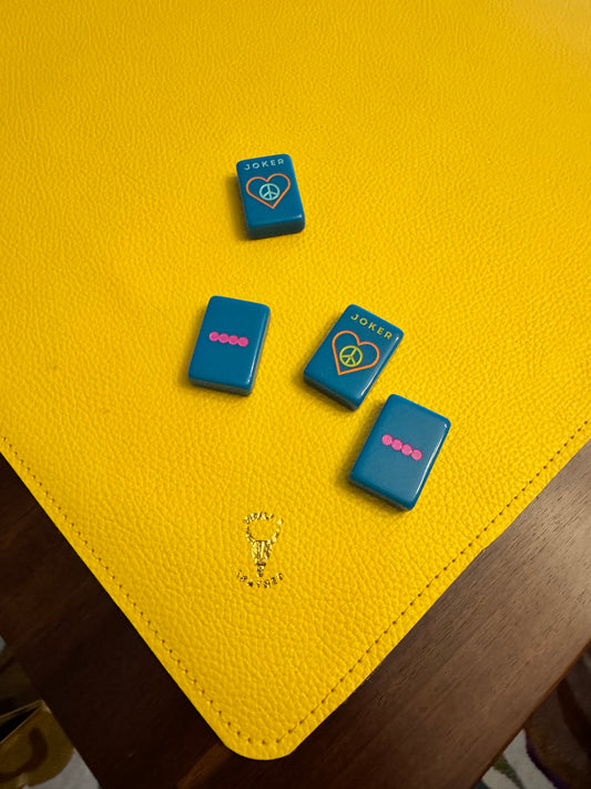 Leather Mahjong Mat - Yellow Pebble