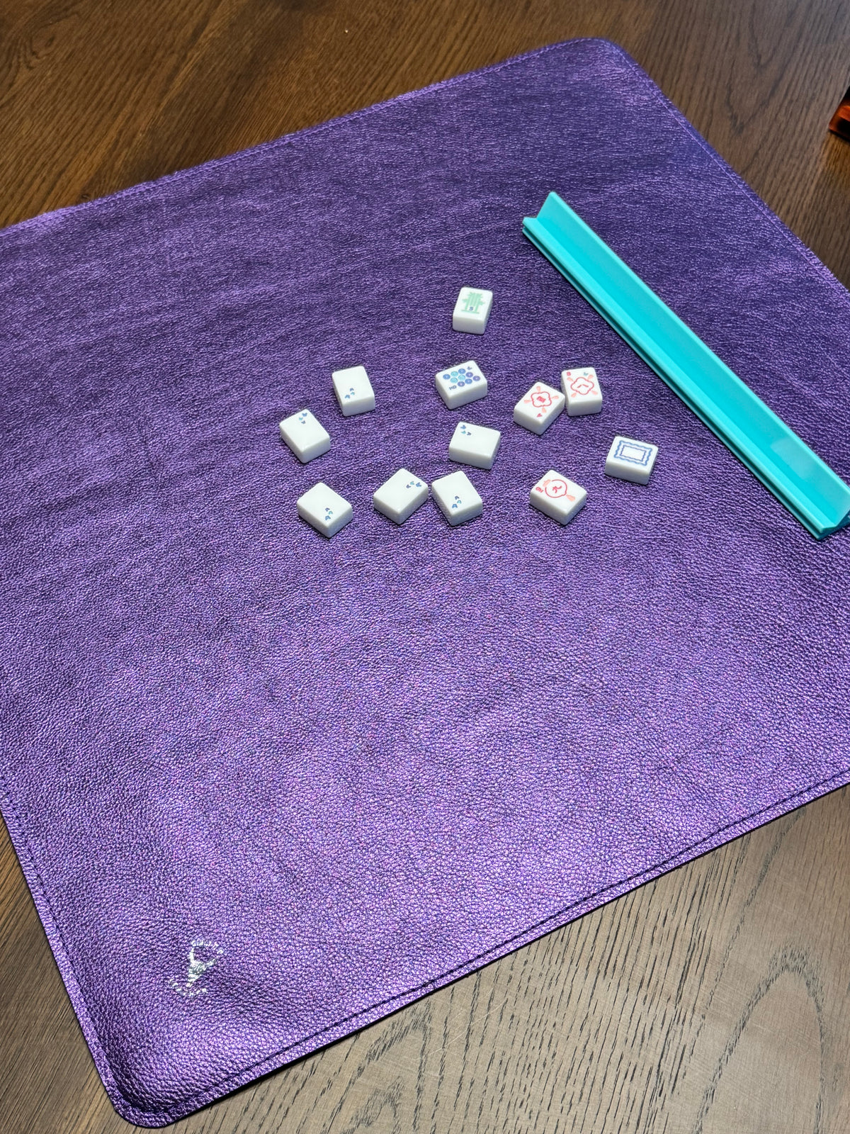 Leather Mahjong Travel Mat - Metallic Purple