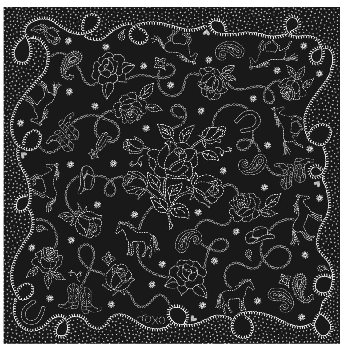 B&W Chainstitch Shorty Wild Rag