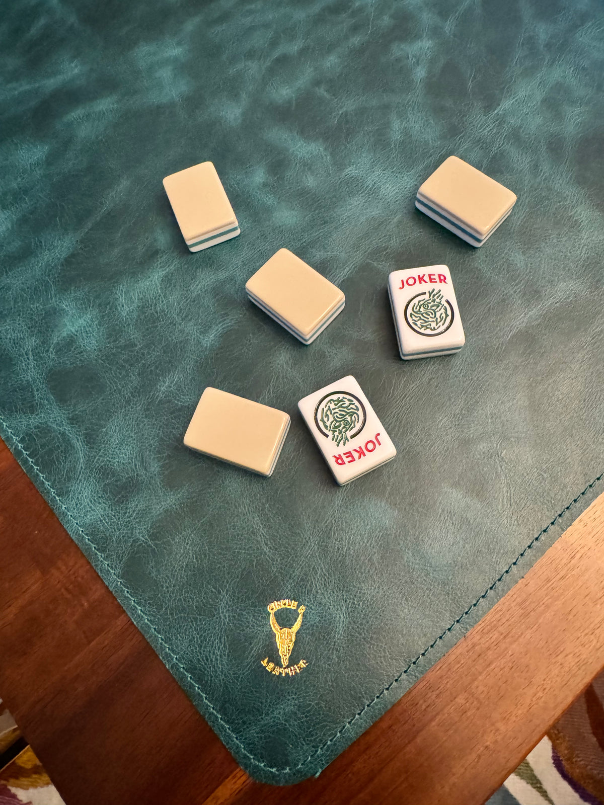 Leather Mahjong Mat - Teal Brahman