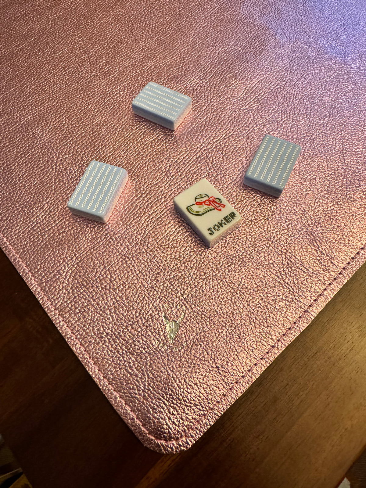 Leather Mahjong Mat - Pink Metallic