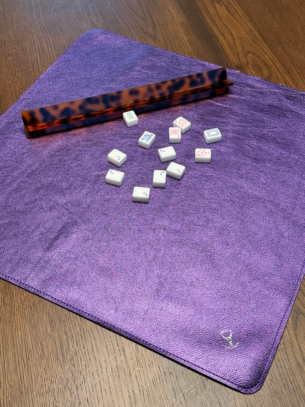 Leather Mahjong Travel Mat - Metallic Purple