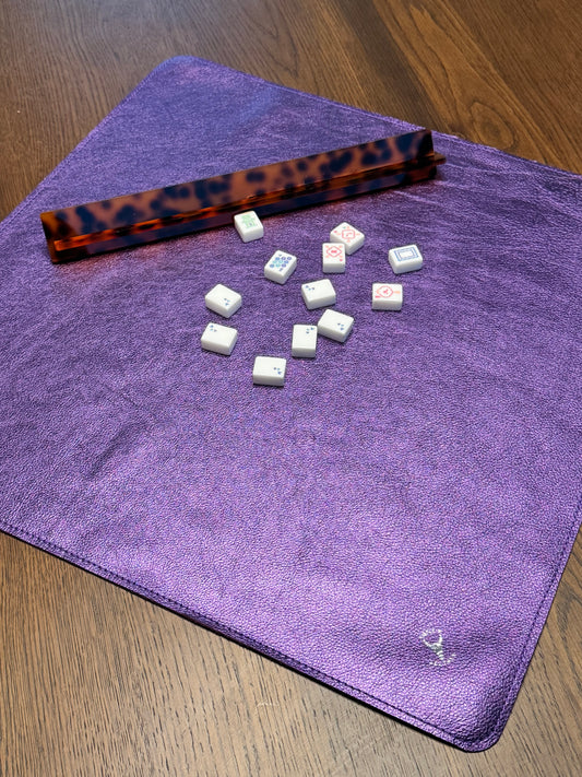 Leather Mahjong Travel Mat - Metallic Purple