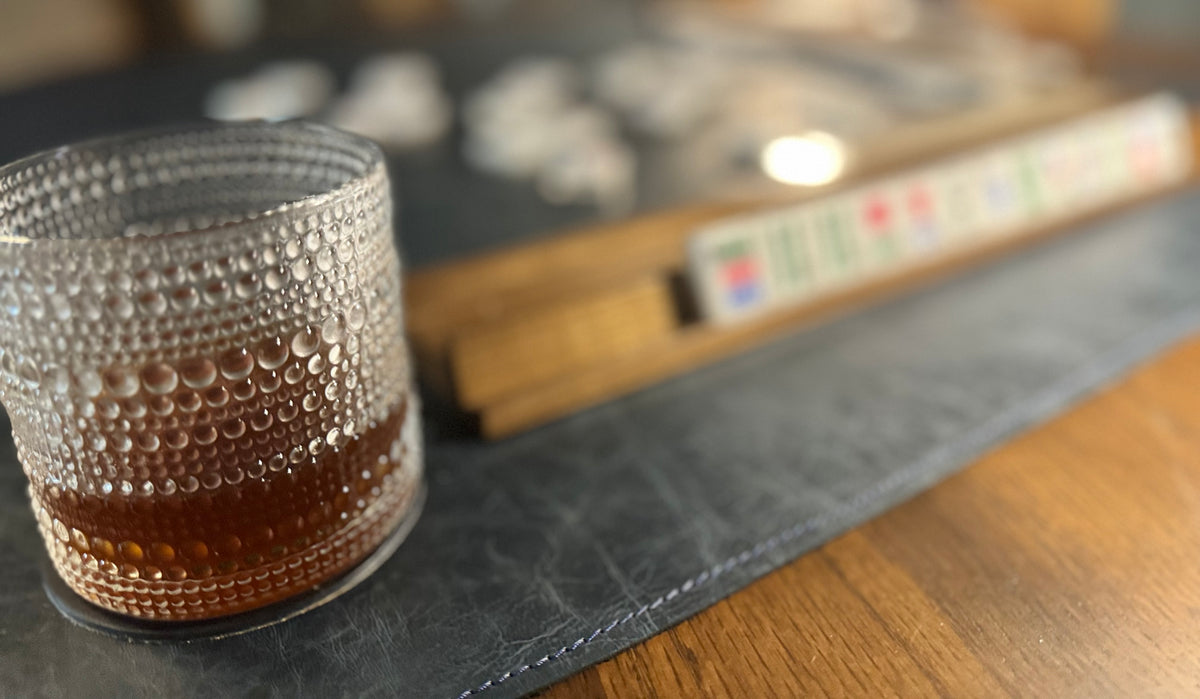 Leather Mahjong Mat - Navy Brahman