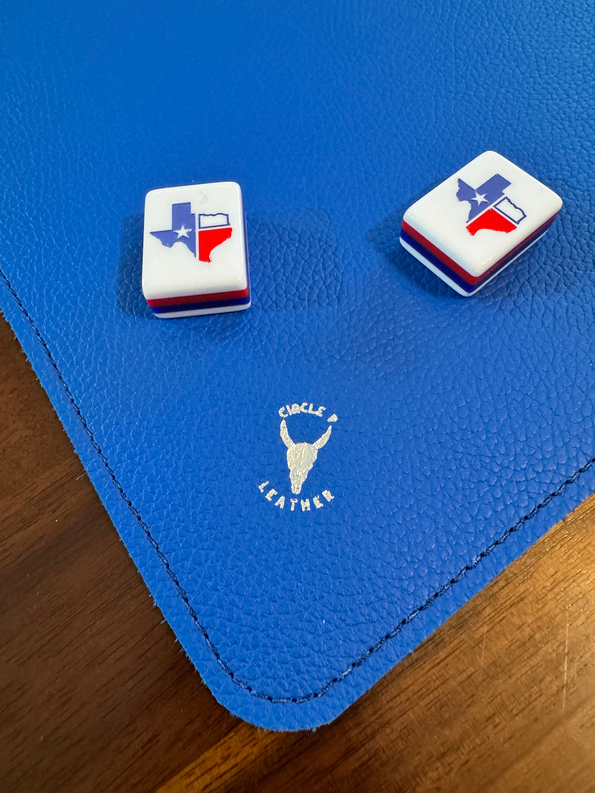 Leather Mahjong Mat - Cobalt Blue Pebble
