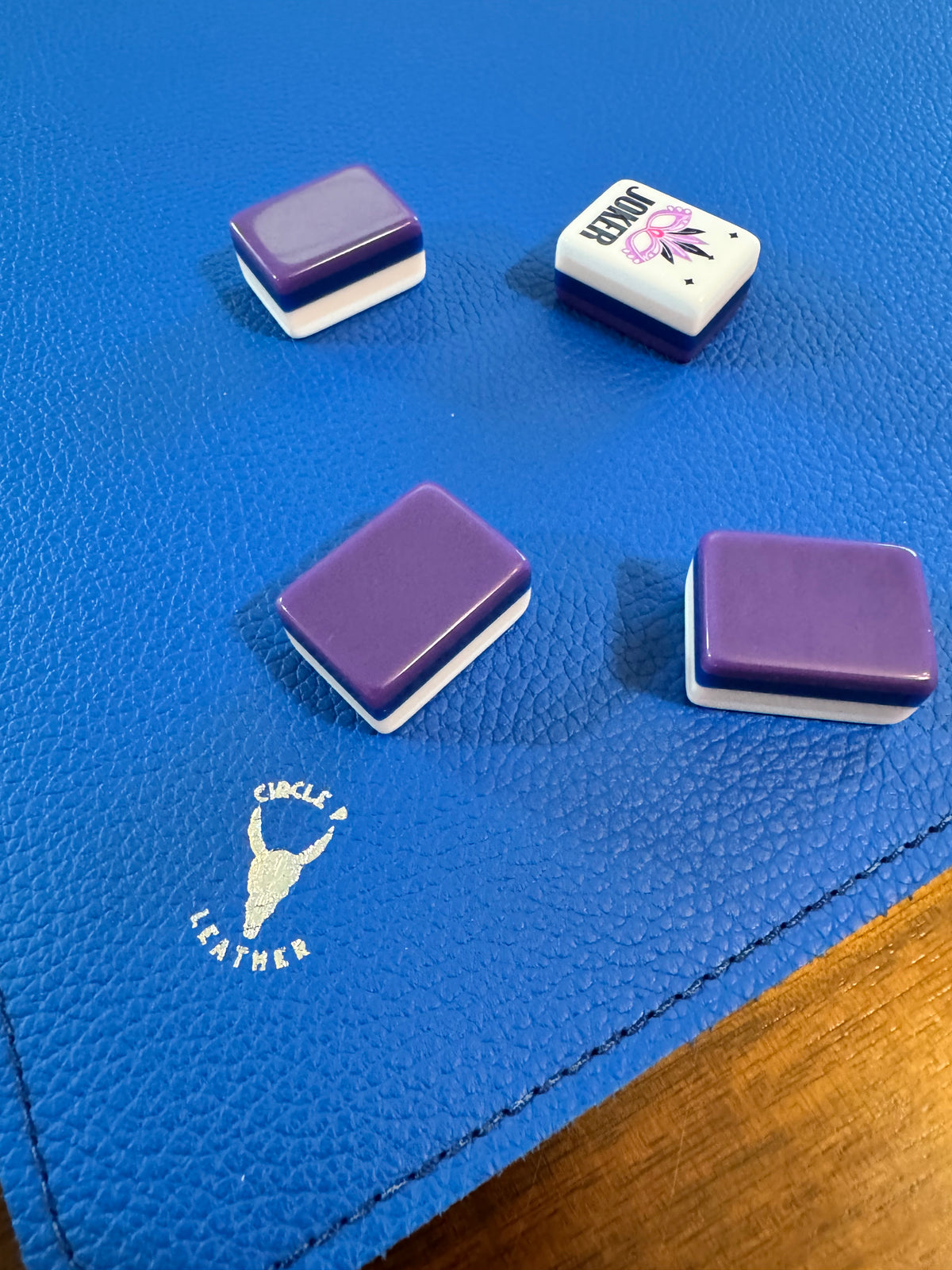 Leather Mahjong Mat - Cobalt Blue Pebble