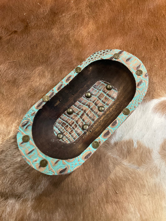 Turquoise Croc Small Dough Bowl