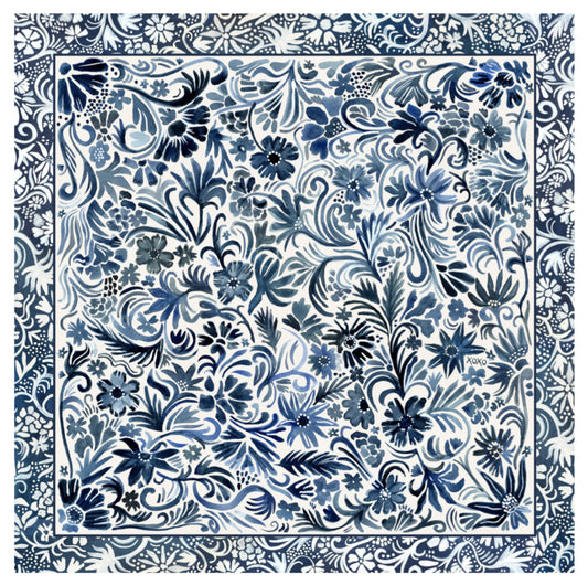 Denim Flowers Shorty Wild Rag